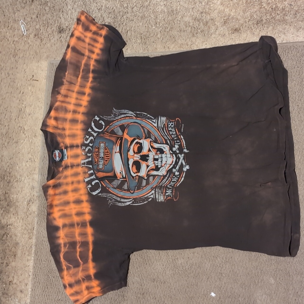 Harley Davidson Skull Bones Motorcycle Biker T-Shirt Crew Neck Tie Dye XL ☠️